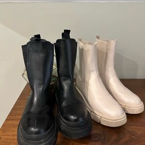 ASOS Two Pairs of Lug Sole Boots Black and Cream Women's Boots